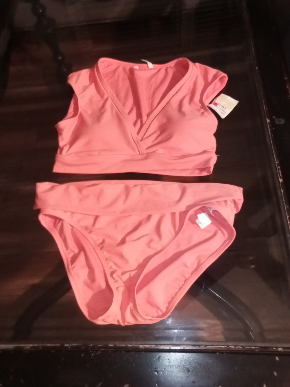 Coral Two-Piece Bikini Set Sz 6 by Bleu / Rod Beatte